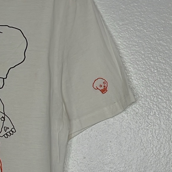 Neil Barrett Skull White Embroidered V Neck T Shirt Size Medium - Picture 3 of 7